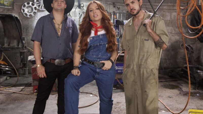 Mari Fernandez reune Natanzinho Lima e Grelo em gravação de videoclipe.